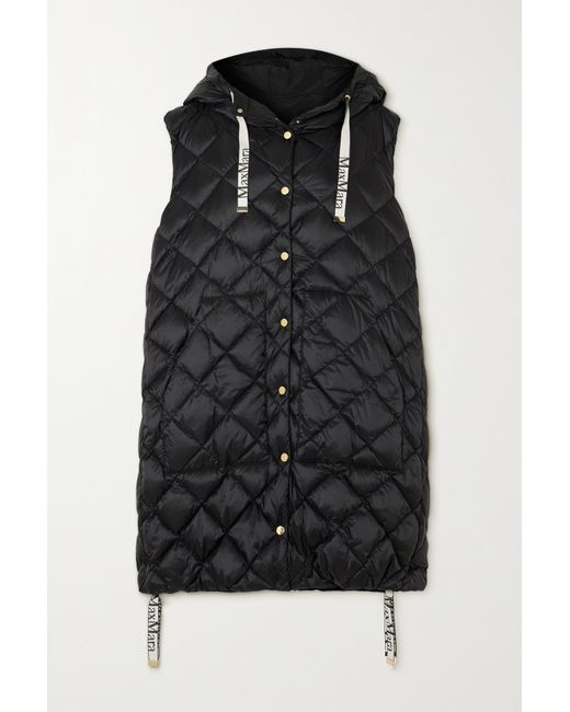 Max Mara The Cube Hooded Grosgrain-trimmed Quilted Shell Down Vest