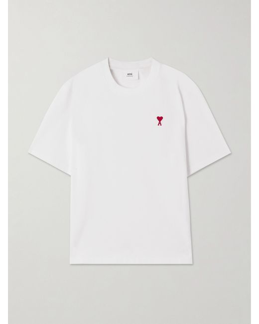 AMI Alexandre Mattiussi Net Sustain Embroidered Organic Cotton-jersey T-shirt