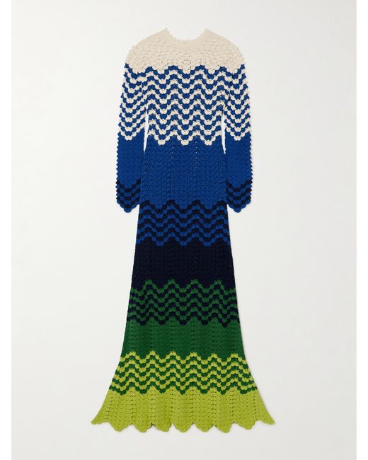 Escvdo Net Sustain Musa Striped Crocheted Cotton Maxi Dress