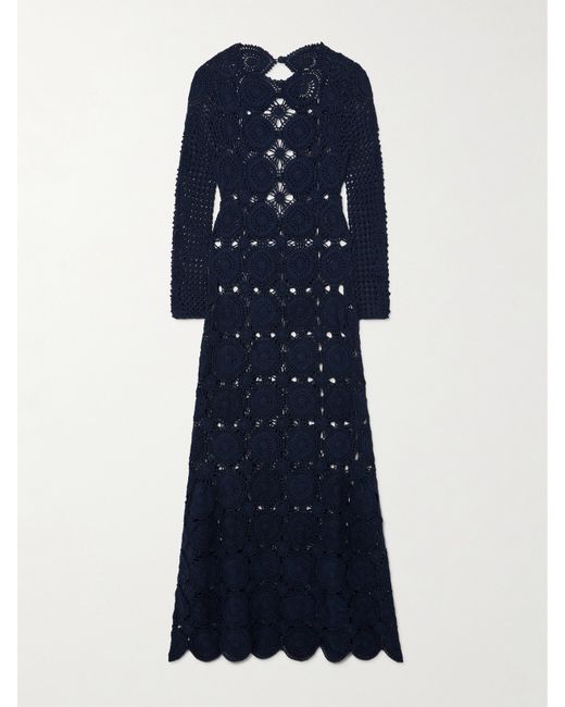 Escvdo Net Sustain Jules Crocheted Cotton Maxi Dress Navy