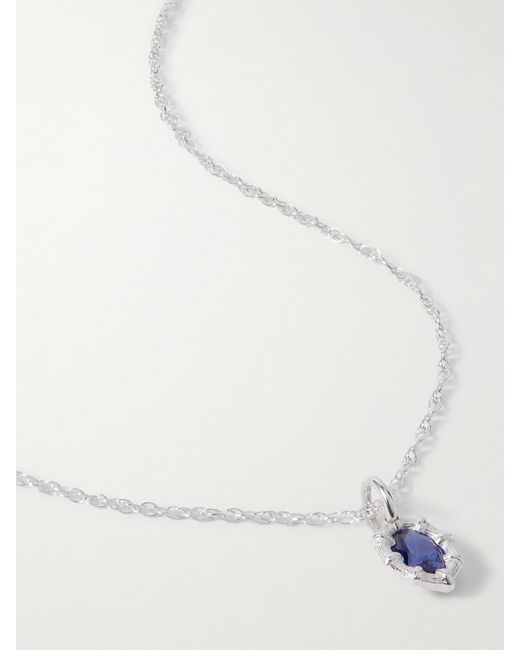 Bleue Burnham Net Sustain Mini Bamboo Recycled Sterling Silver Laboratory-grown Sapphire Necklace