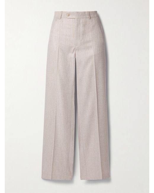 Bettter Net Sustain Lorca Pinstriped Linen-blend Straight-leg Pants