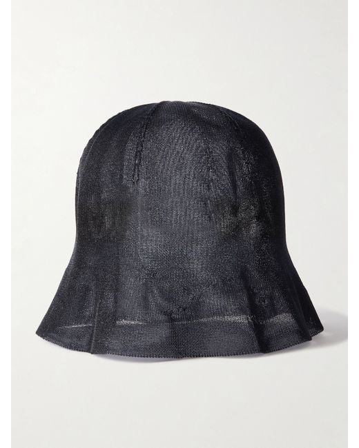 The Row Indo Striped Mesh Bucket Hat Navy