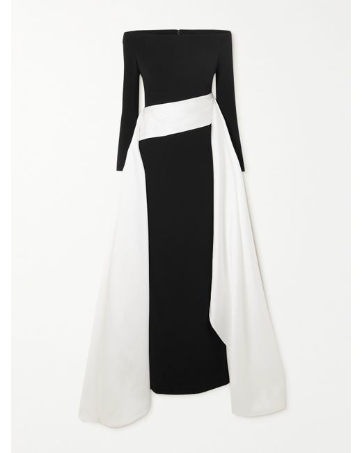 Solace London Irma Off-the Shoulder Crepe And Satin-twill Gown