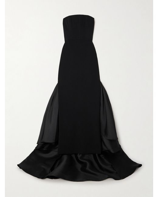 Solace London Jodi Strapless Crepe And Satin-twill Gown