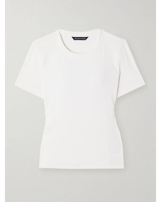 Veronica Beard Pruitt Ribbed Stretch Pima Cotton-jersey T-shirt