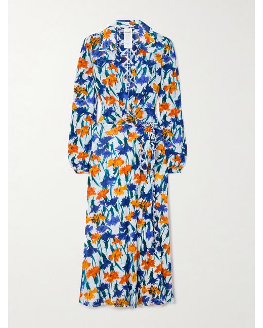 Diane von Furstenberg Phoenix Reversible Printed Chiffon Midi Wrap Dress
