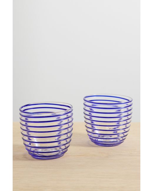 Yali Glass A Filo Goto Set Of Two Striped Glass Tumblers