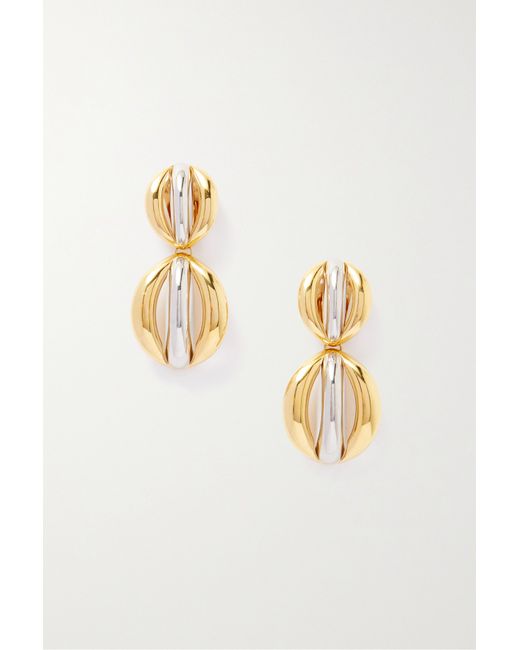 Saint Laurent Mandarine And Silver-tone Clip Earrings