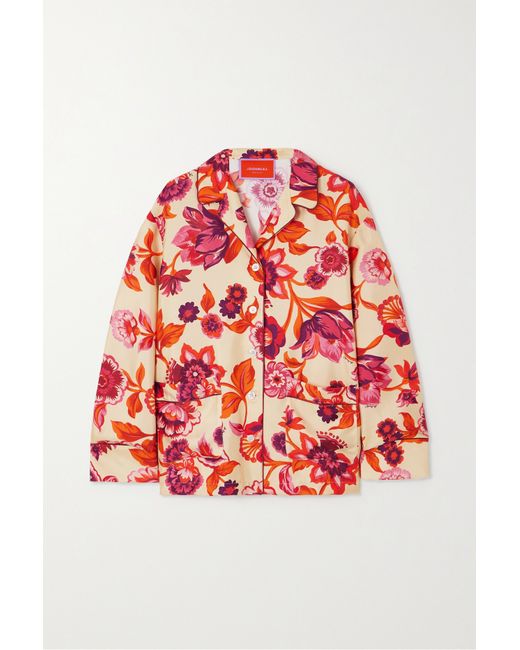 La Double J. Floral-print Silk-twill Pajama Shirt