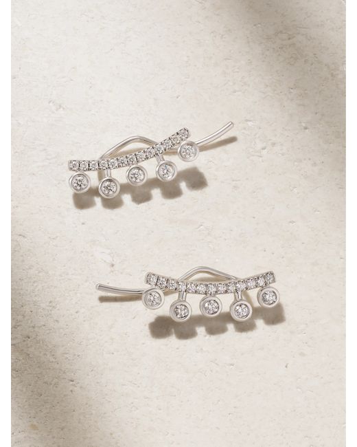 De Beers Jewellers Dewdrop Climber 18-karat White Diamond Earrings