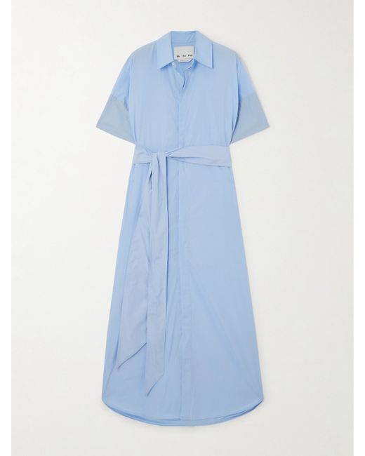 Sasuphi Daria Belted Cotton-poplin Maxi Shirt Dress Light