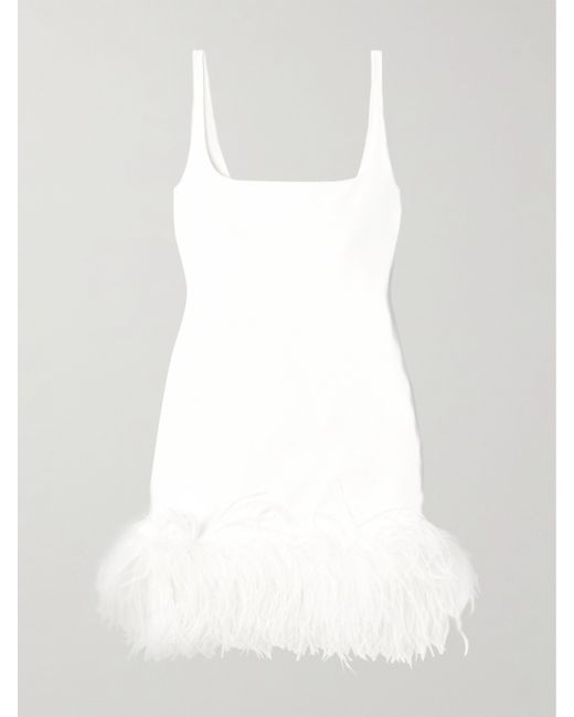 16Arlington Sior Feather-trimmed Crepe Mini Dress