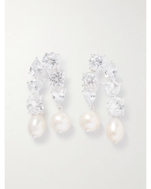Completedworks Cascading Recycled Cubic Zirconia And Pearl Earrings