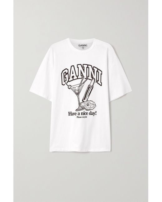 Ganni Net Sustain Printed Organic Recycled Cotton-jersey T-shirt