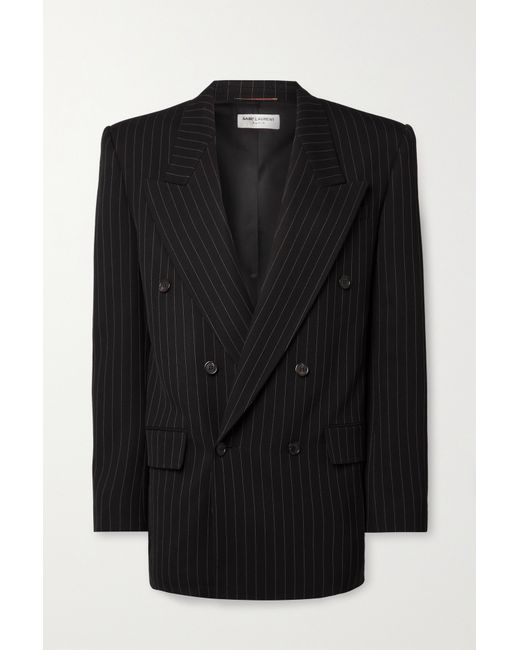 Saint Laurent Double-breasted Pinstriped Wool-blend Blazer