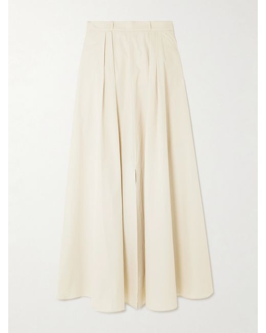 Róhe Strapless Pleated Cotton-poplin Maxi Dress Sand