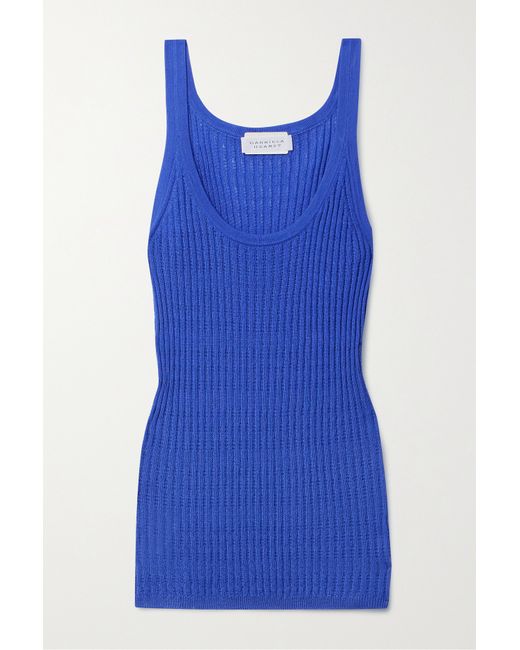 Gabriela Hearst Nevin Ribbed Pointelle-knit Cashmere And Silk-blend Tank