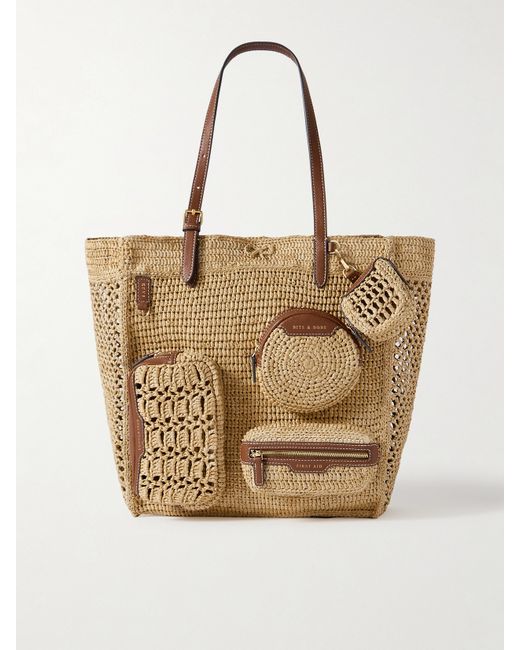Anya Hindmarch Holiday Leather-trimmed Raffia Tote Neutral