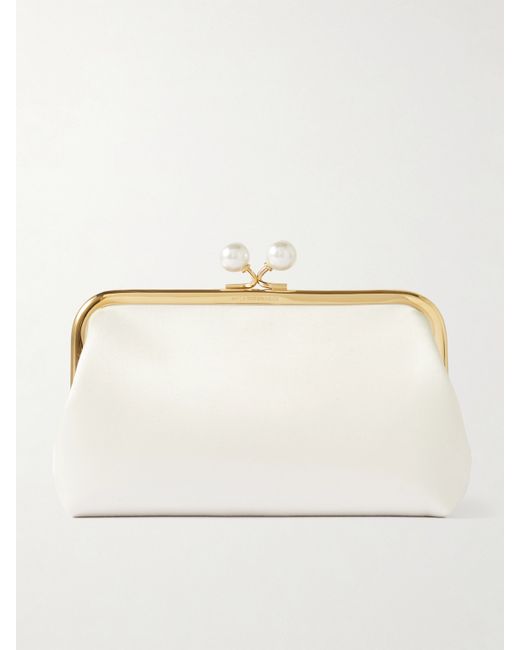 Anya Hindmarch Maud Faux Pearl-embellished Recycled Satin Clutch