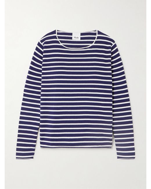 Allude Striped Wool Silk And Cashmere-blend Sweater