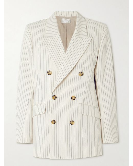 Frame Double-breasted Pinstriped Cotton-blend Twill Blazer
