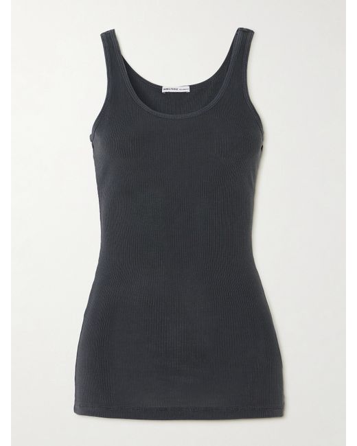 James Perse The Daily Ribbed Stretch-supima Cotton Tank Dark