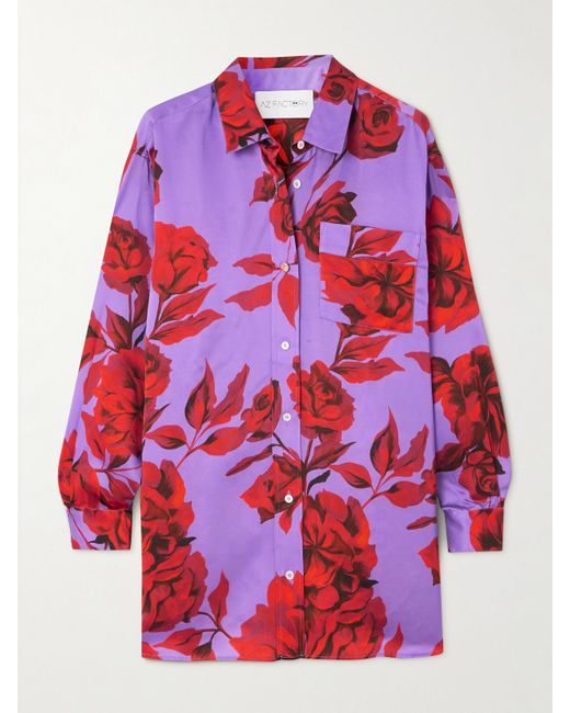 Az Factory Floral-print Satin-crepe Shirt