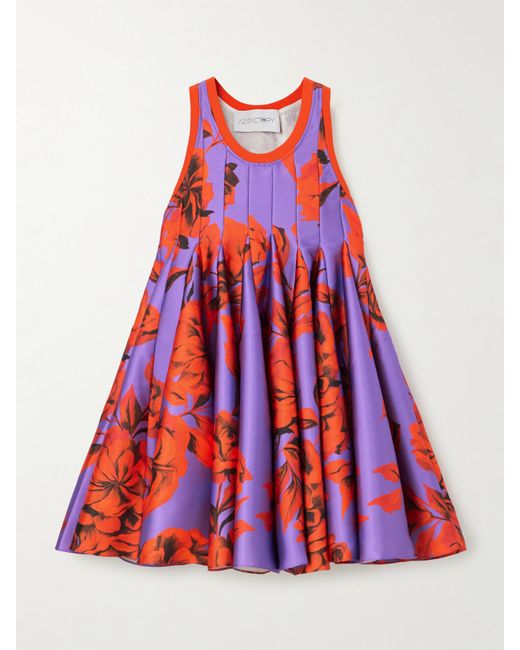 Az Factory Floral-print Pleated Twill Mini Dress