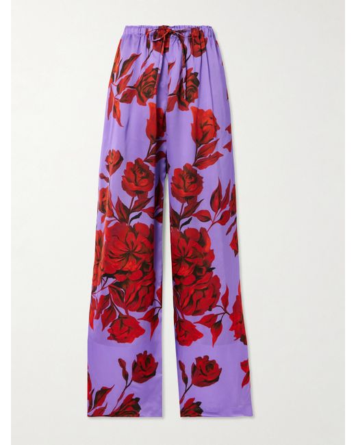Az Factory Floral-print Satin Wide-leg Pants