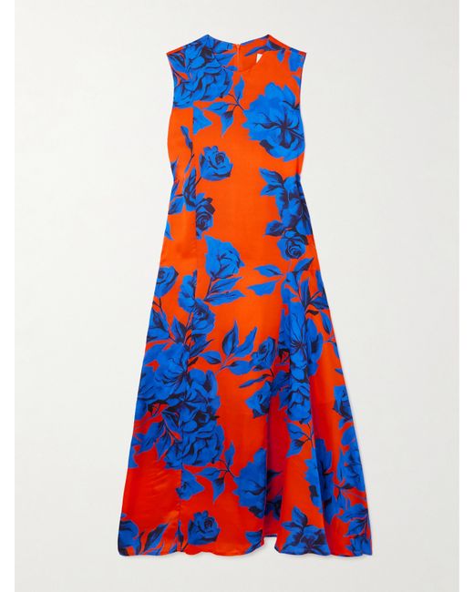 Az Factory Paneled Floral-print Satin Midi Dress