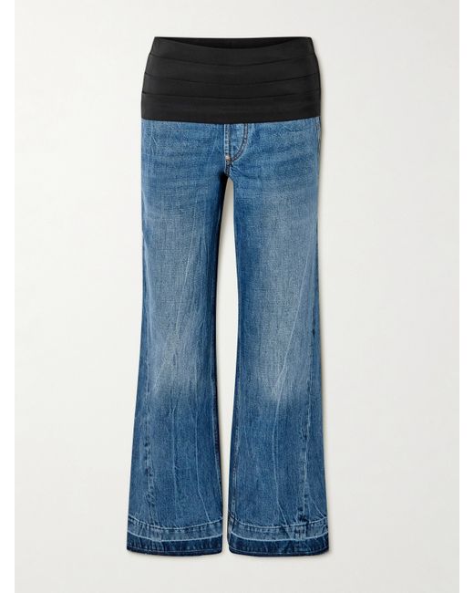 Stella McCartney Pleated Faille-paneled Organic High-rise Straight-leg Jeans