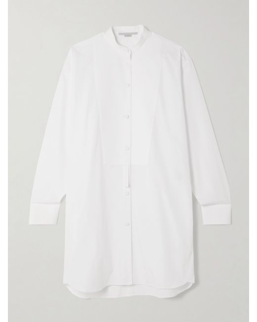 Stella McCartney Net Sustain Piqué-trimmed Organic Cotton-poplin Mini Shirt Dress