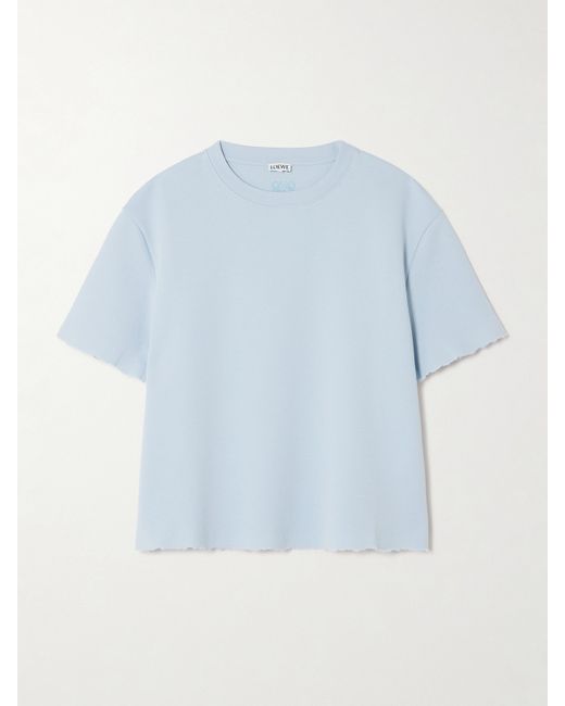 Loewe Embroidered Distressed Cotton-blend Jersey T-shirt
