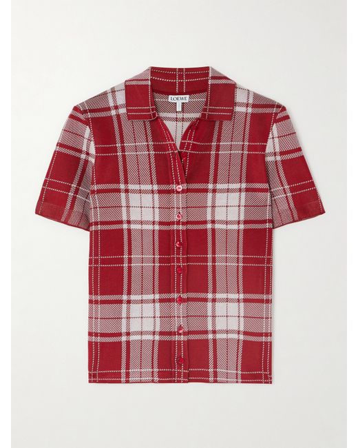 Loewe Cropped Checked Silk-blend Jacquard Polo Shirt
