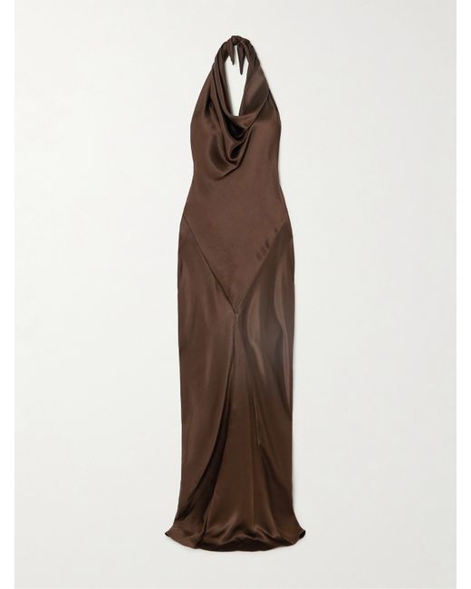 Loewe Draped Silk-satin Halterneck Gown