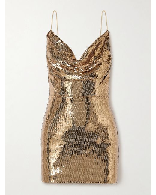 Alex Perry Draped Sequined Tulle Mini Dress