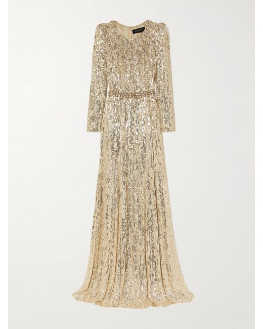 Jenny Packham Georgia Embellished Sequined Tulle Gown
