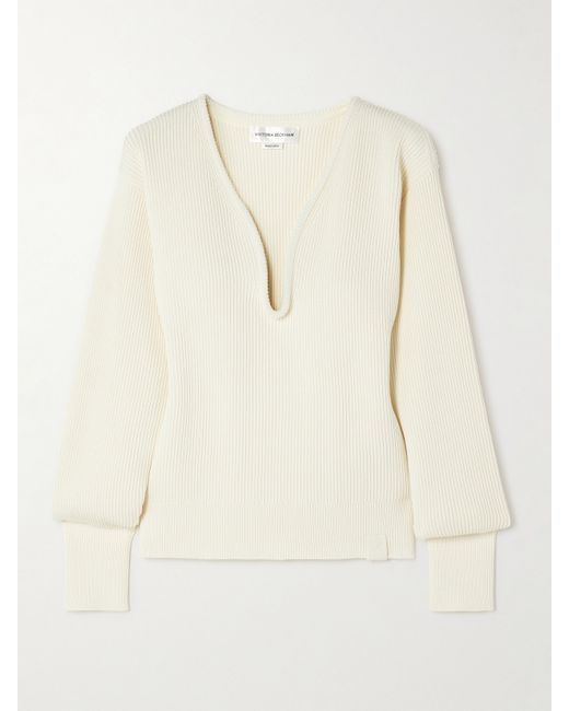 Victoria Beckham Ribbed Cotton-blend Sweater