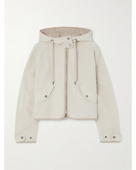 Brunello Cucinelli Cropped Hooded Shell-trimmed Cotton-blend Jacket