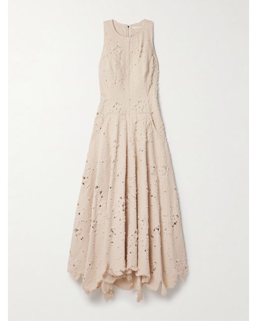 Jason Wu Collection Distressed Frayed Twill Midi Dress