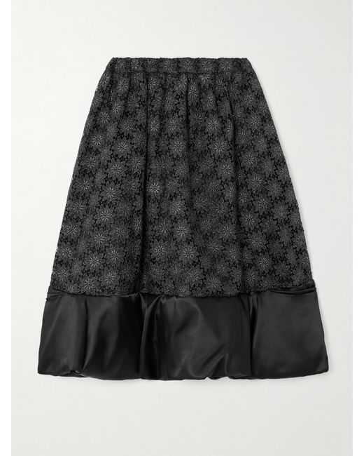 Comme Des Garçons Comme Des Garçons Satin-trimmed Metallic Lace Midi Skirt