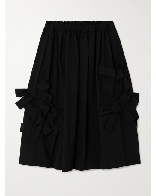 Comme Des Garçons Comme Des Garçons Tropical Bow-embellished Pleated Wool Midi Skirt