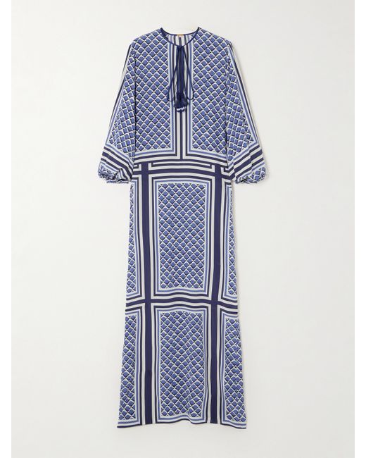 Johanna Ortiz Net Sustain Embellished Printed Silk Crepe De Chine Maxi Dress
