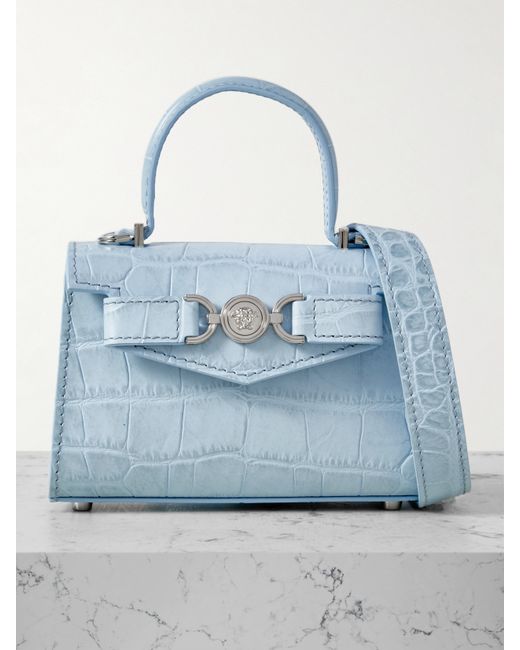 Versace Mini Embellished Croc-effect Leather Shoulder Bag
