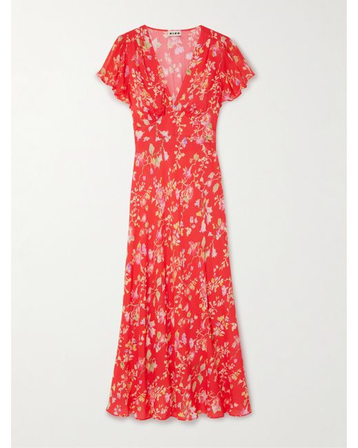 rixo Florida Floral-print Crepe Midi Dress
