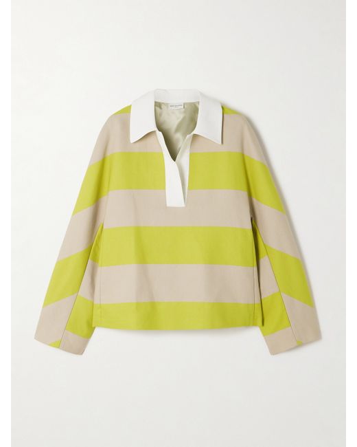 Dries Van Noten Striped Cotton-blend Twill Polo Shirt