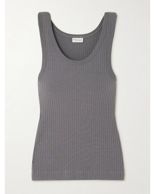 Dries Van Noten Ribbed Stretch Cotton And Modal-blend Jersey Tank