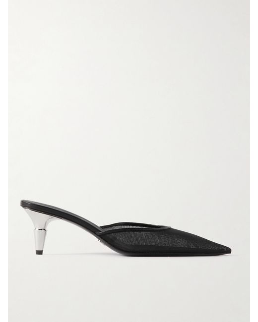 Proenza Schouler Spike Leather-trimmed Mesh Point-toe Mules