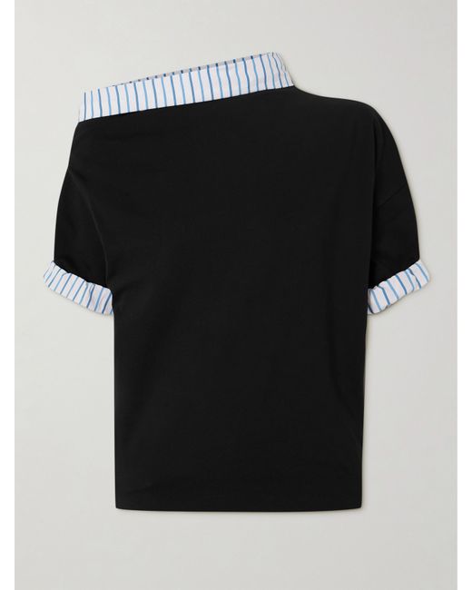 Dries Van Noten Twisted Striped Cotton-poplin And Draped Cotton-jersey T-shirt